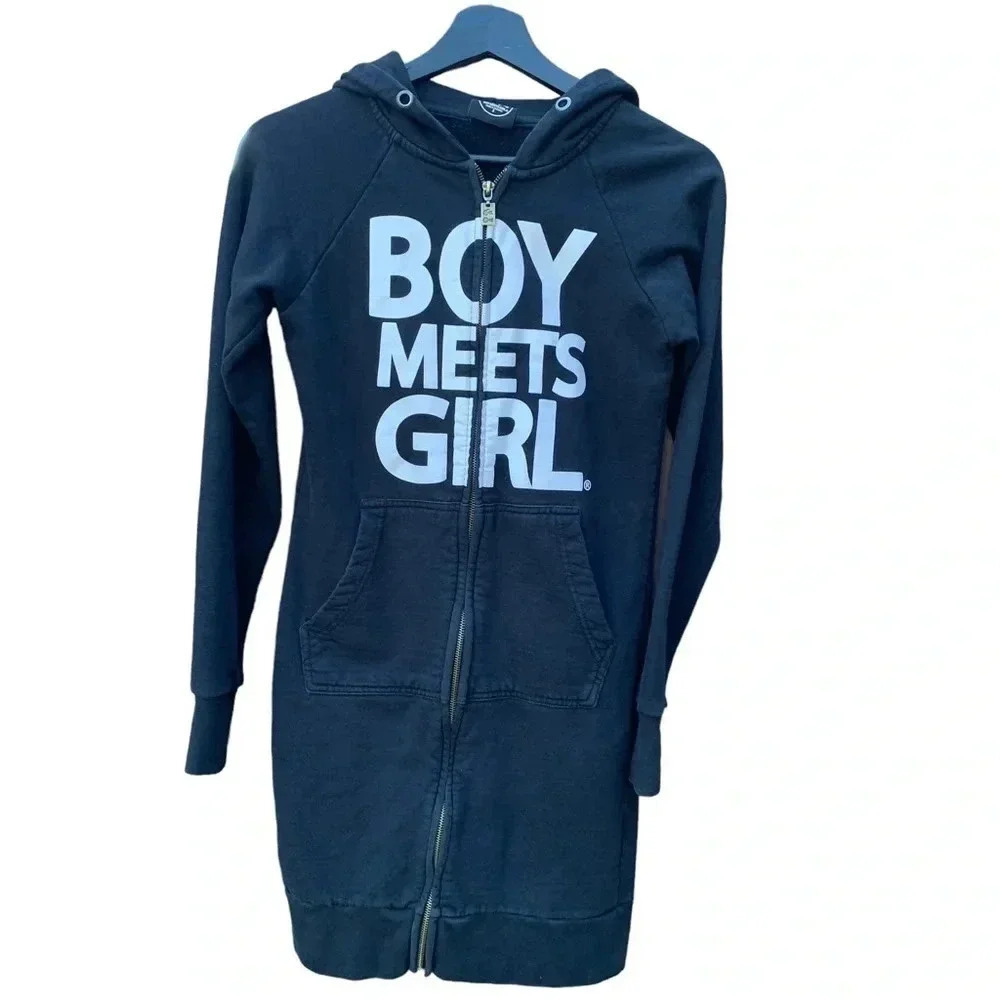 BOYS meets Girl long zip  up hoodie small